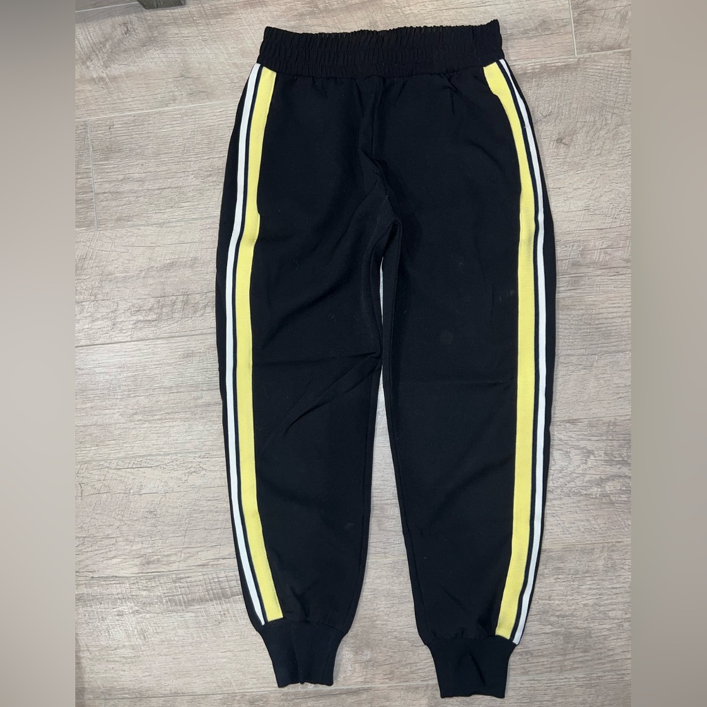 Zara joggers with yellow/ white stripe size small